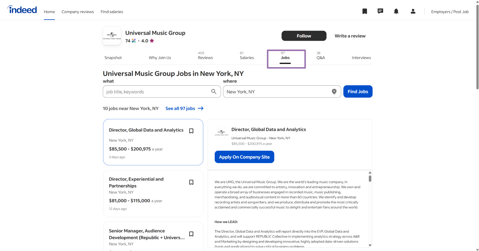 Review the results page