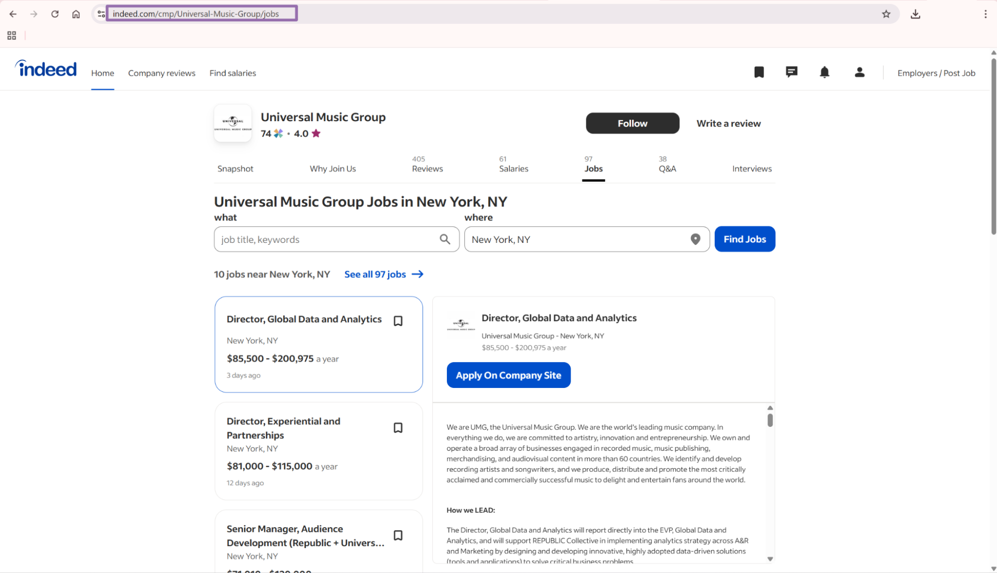 Copy the full search URL from the browser
