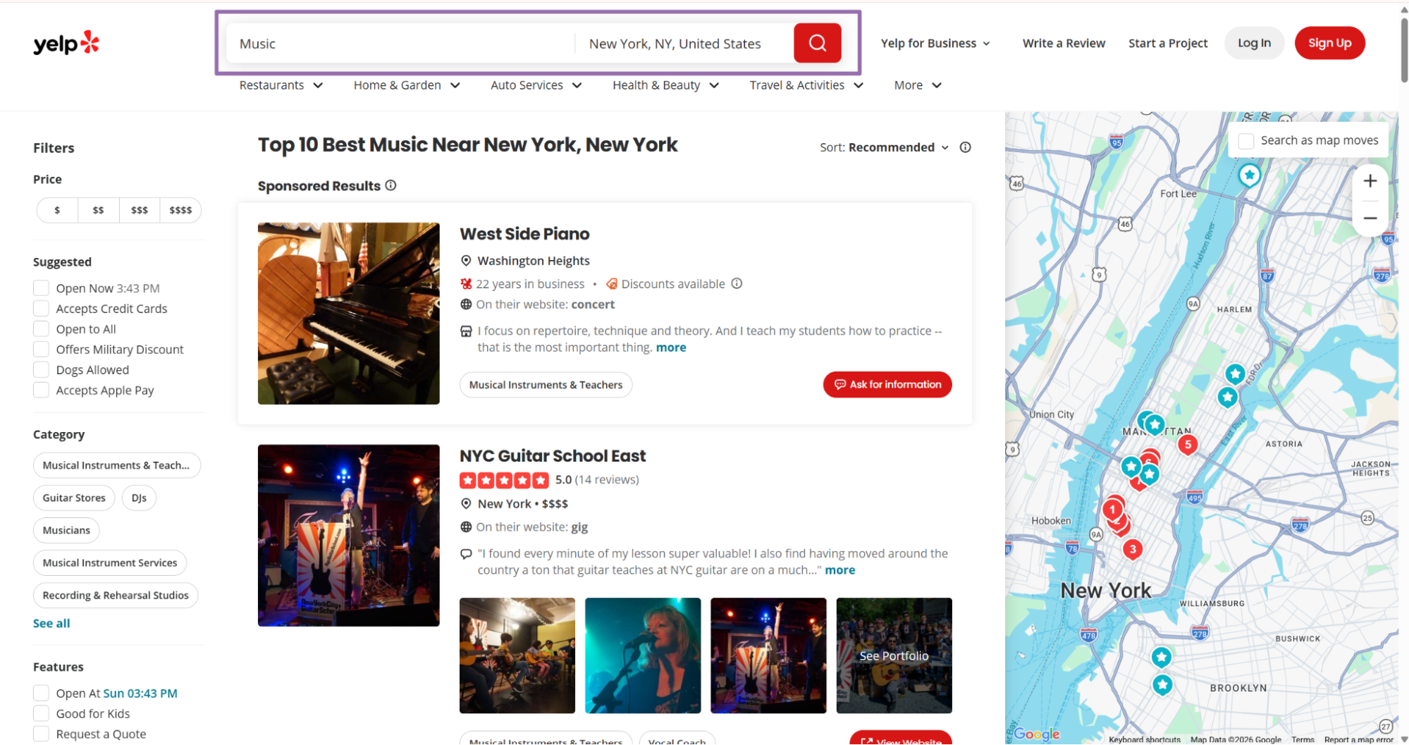 Choose the location. For example, use `New York`